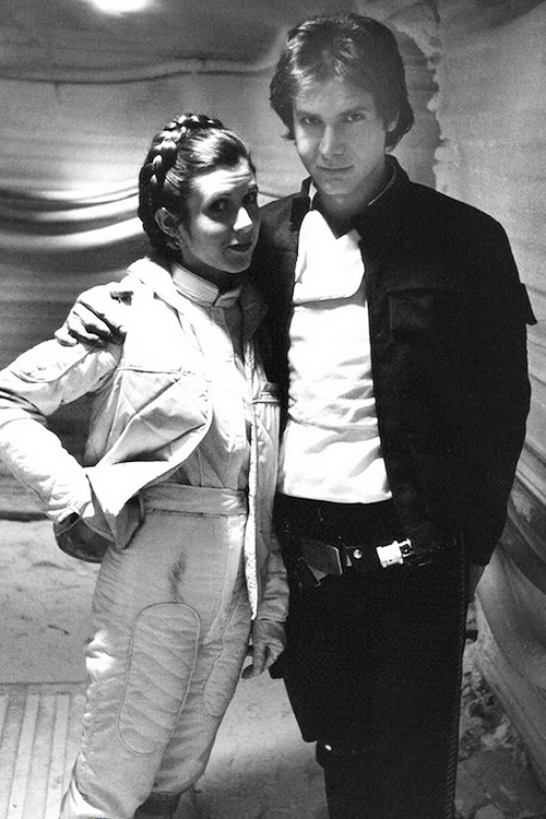 Carrie Fisher és Harrison Ford A Birodalom visszavág forgatásán (fotó: Lucasfilm)