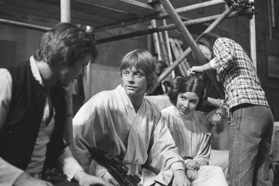 A klasszikus Star Wars-trilógia főszereplő triója: Harrison Ford, Mark Hamill és Carrie Fisher (fotó: Lucasfilm)