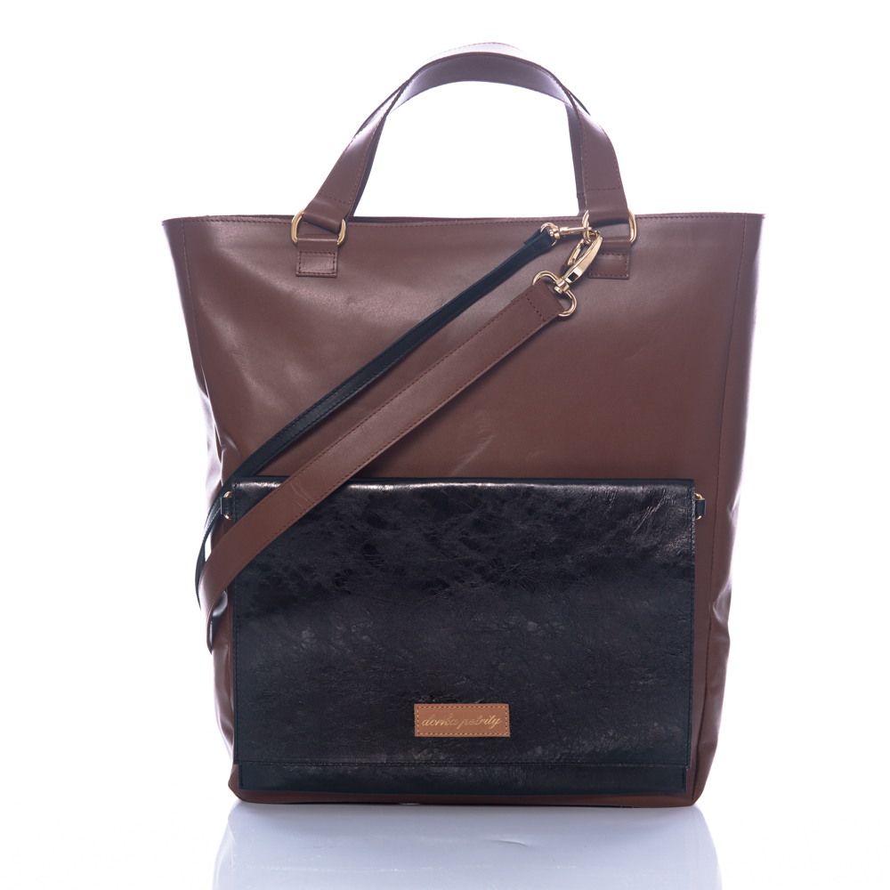 1. Tall Choco Tote Bag with Black Clutch.JPG