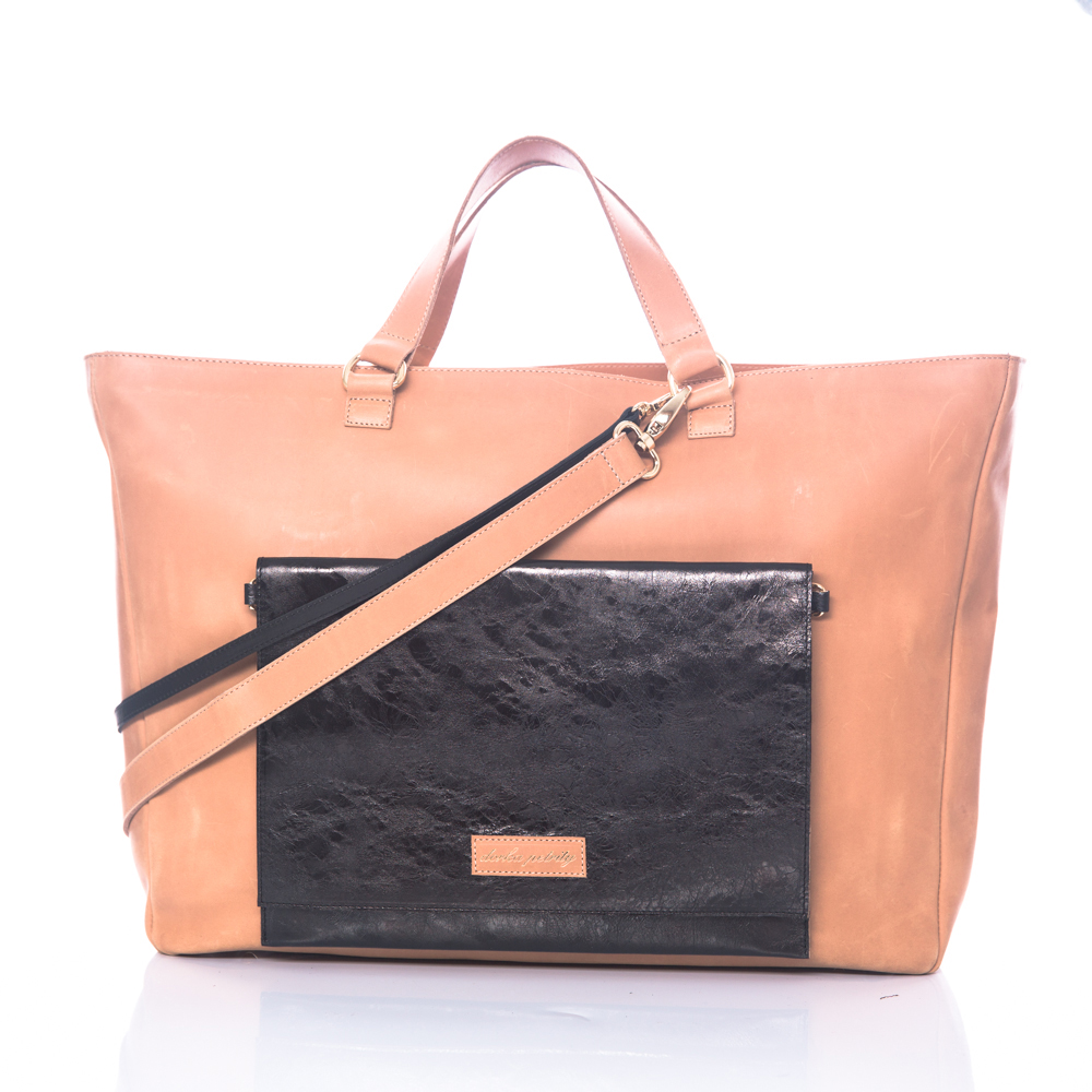 11. Big Latte Tote Bag with Black Clutch.JPG