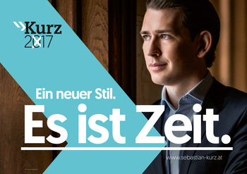 Ausztria: Österreichische Volkspartei, ÖVP (Osztrák Néppárt) ‘Egy új stílus. Itt az idő.‘<br />