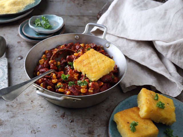 (T)egyél jót! Vegán csilis bab grillezett polentával, azaz chili sin carne