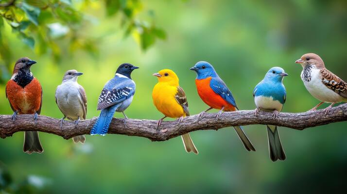 colorful-birds-perched-on-a-tree-branch-in-a-lush-green-forest-during-early-morning-light-photo.jpeg