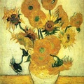 Vase with Fourteen Sunflowers