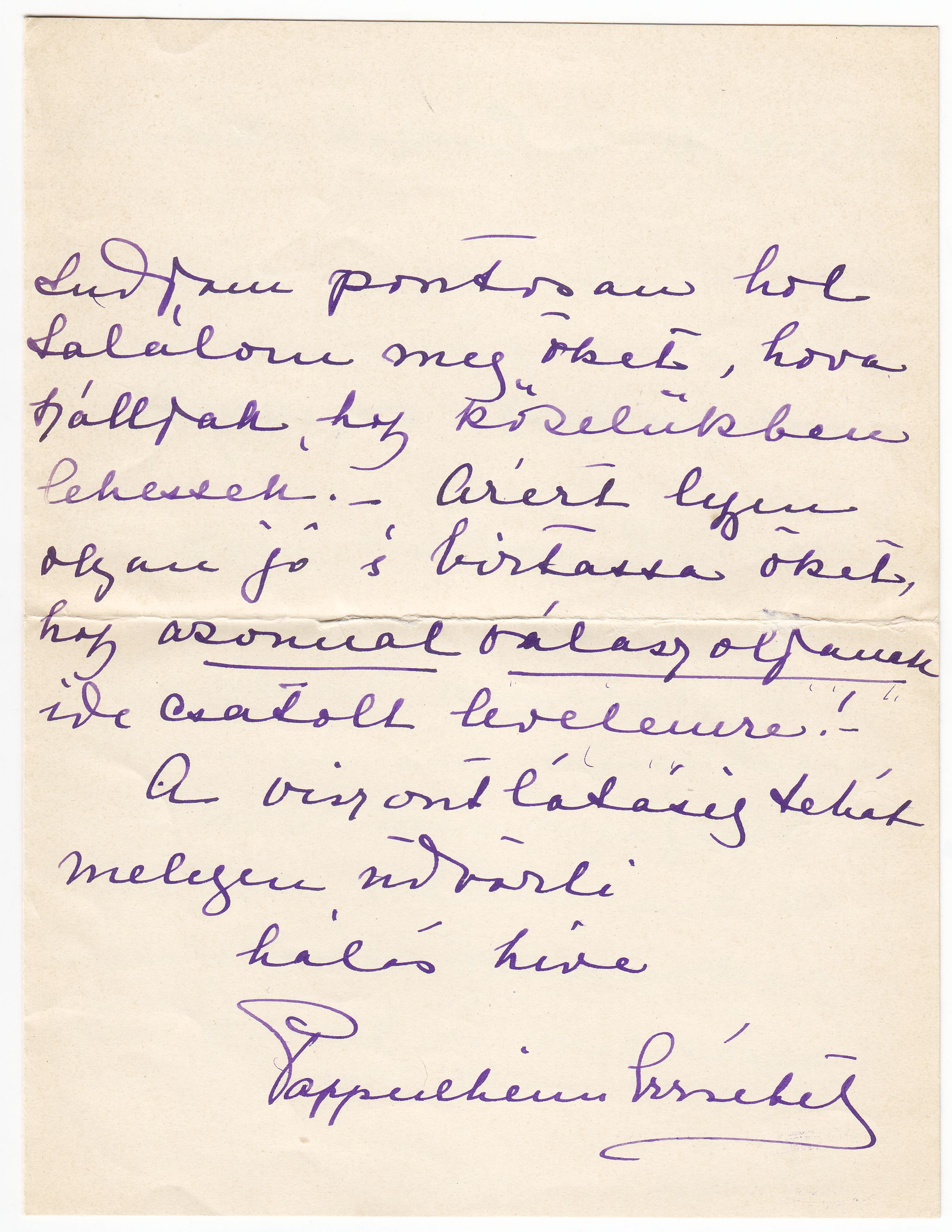 Károlyi Erzsébet levele Bölöni Györgyné Márkus Ottiliának, melyben reményét fejezi ki, hogy mihamarabb találkozhat öccsével, Buják, 1928. szeptember 10. (PIM Kézirattár, V. 4132/711)