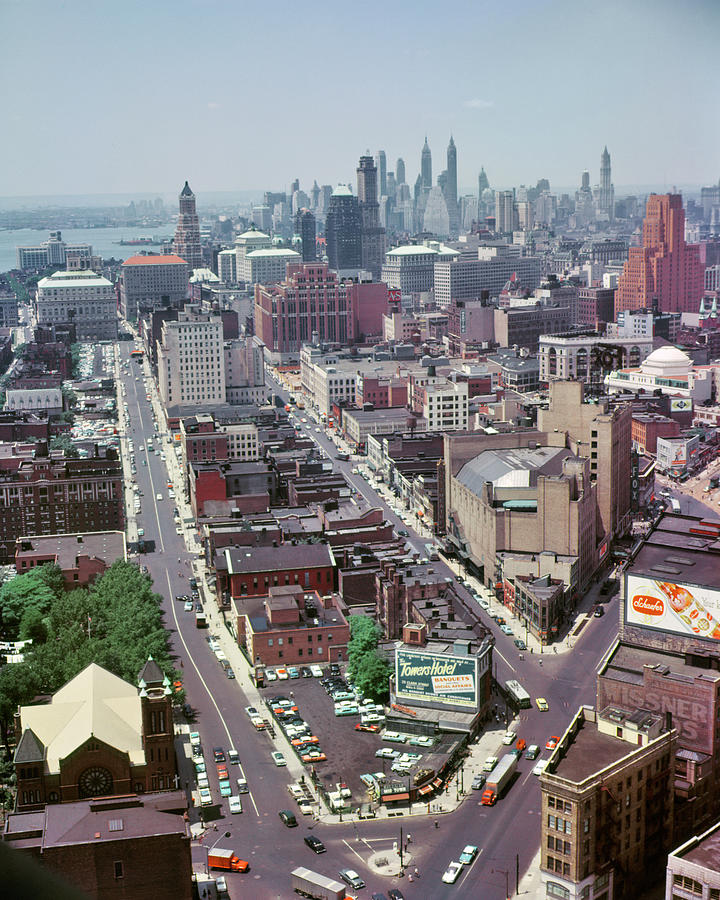 1950-es évekbeli légifelvétel a New York-i Brooklynról (Fotó: fineartamerica.com)