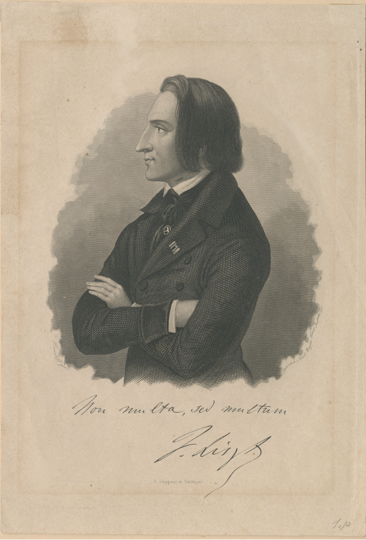 Carl Mayer – Carl-Alexander von Heideloff: Liszt Ferenc, litográfia, 1868 (PIM)