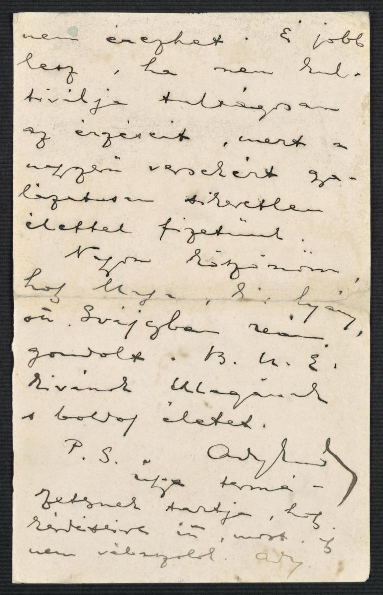 Ady Endre levele Boncza Bertának, 1911. december vége, autográf tintaírás teljes névaláírással (PIM Kéziratár - Ady Endre-gyűjtemény)