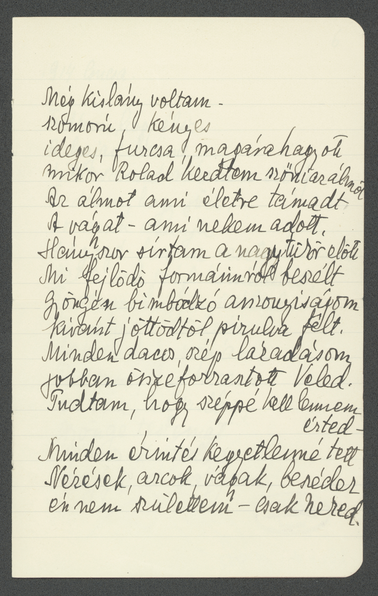 Boncza Berta: Tudtam, hogy élsz, 1914, Csucsa, verskézirat, autográf tintaírás (PIM Kézirattár)