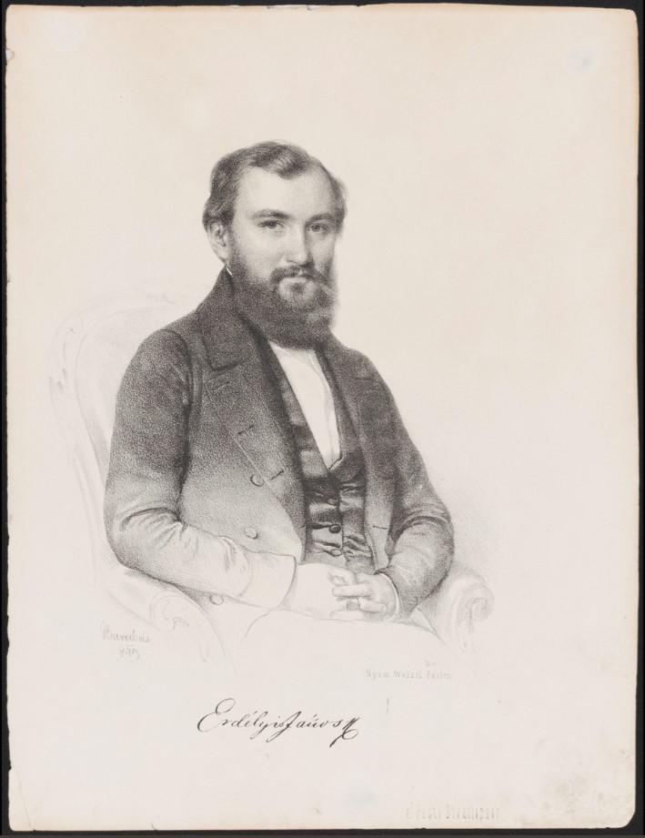 Barabás Miklós: Erdélyi János portréja, litográfia, 1845 (PIM, Művészeti, Relikvia- és Fotótár)