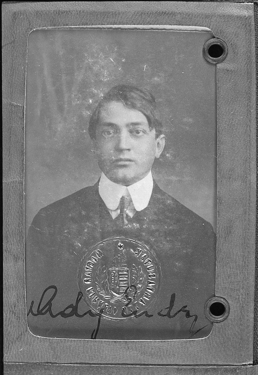 Ady Endre MÁV igazolványképe az 1909-es évre, 1909; ismeretlen fotós (PIM, Művészeti, Relikvia- és Fotótár)