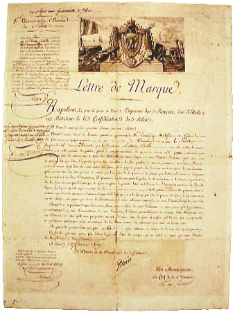 Antoine Bollo számára 1809-ben kiadott kalózlevél.png