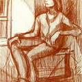 RÓNA Klára tanulmány: ülő nő, pazstell, karton, jelzett, keret nélkül.