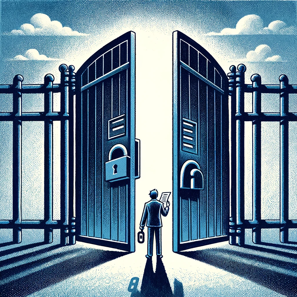 dall_e_2024-01-03_12_43_24_illustration_of_a_metaphorical_gatekeeper_in_the_context_of_media_and_communications_the_image_depicts_a_figure_standing_at_a_large_gate_holding_a.png