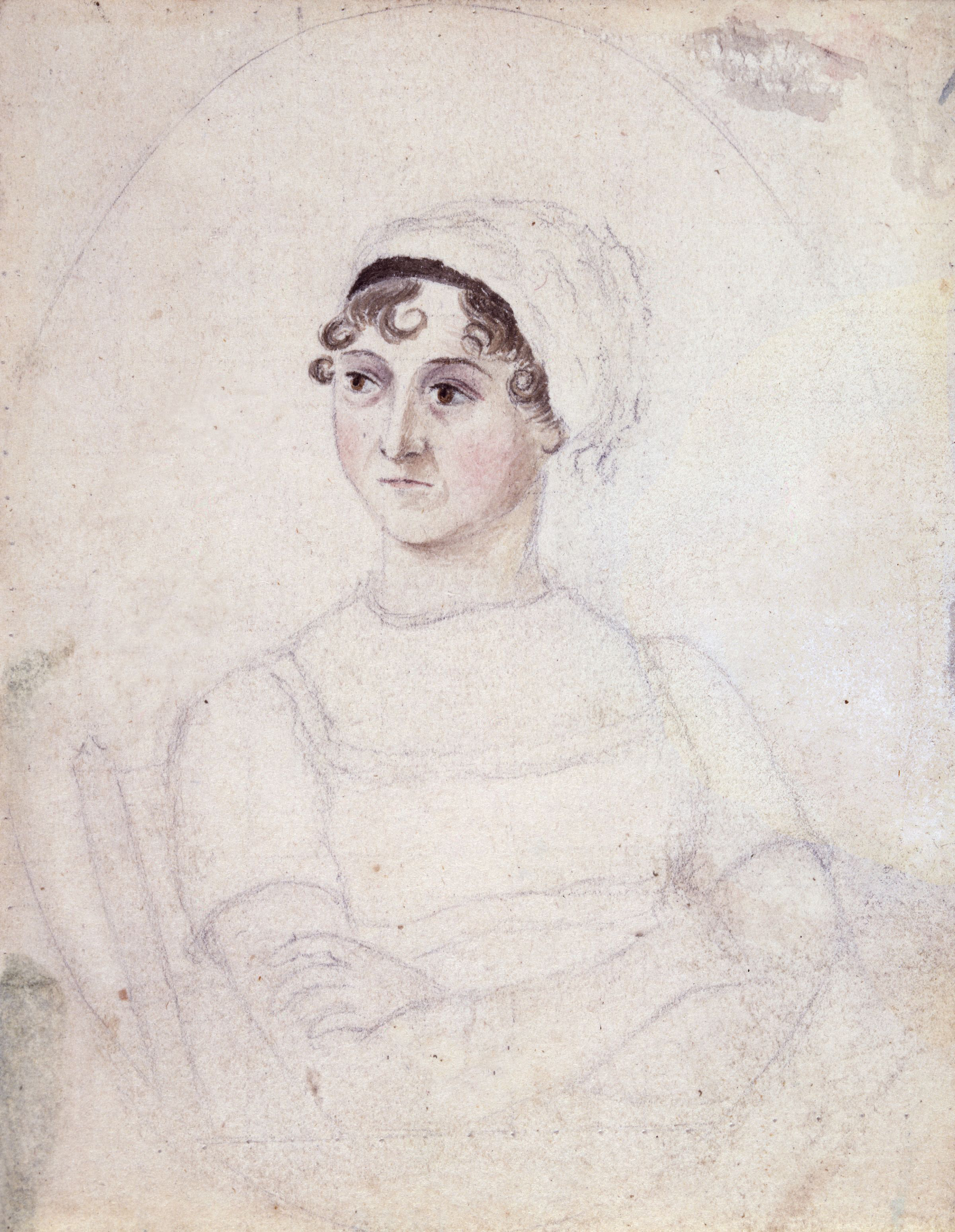 Az ismert Jane Austen kép: Cassandra Austen rajza a húgáról (1810 körül).