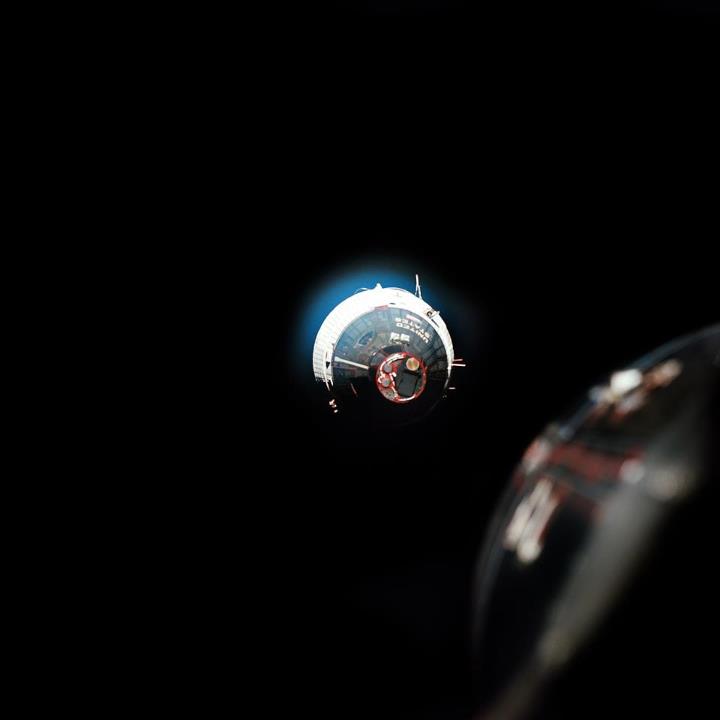 Gemini 7 is photographed by Gemini 6 during the December, 1965 rendezvous.jpg