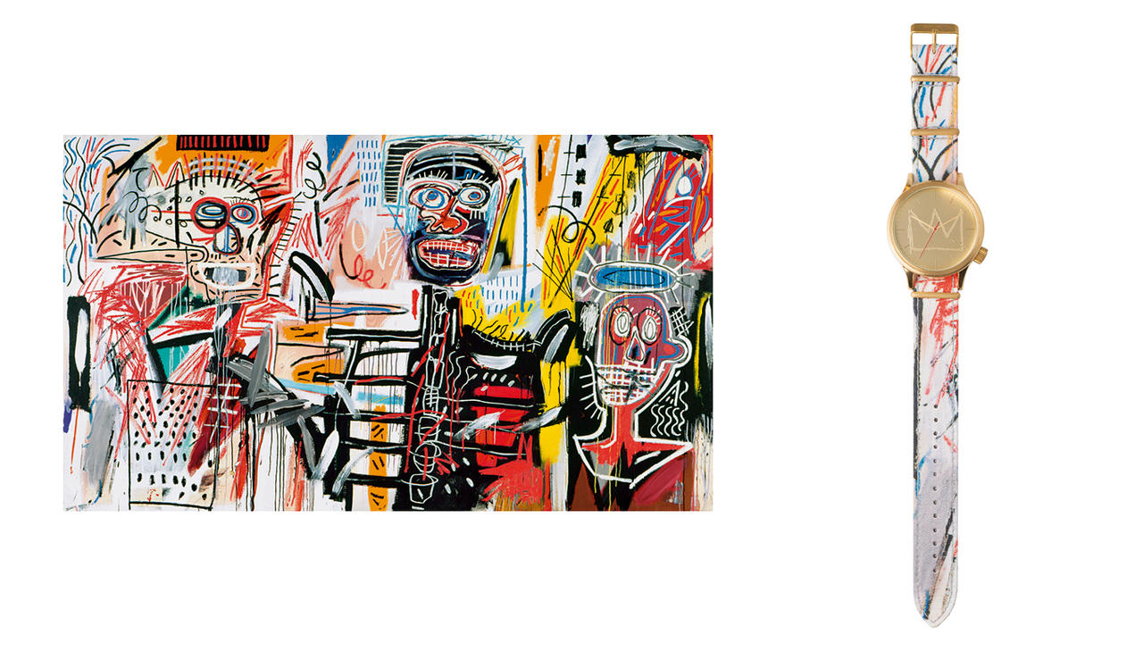 A Jean- Michel Basquiat alkotásait felhasználó kollekció az egyik kedvencem a Komono-tól. Szerintem rendkívül ízlésesen passzintották a karcos, zabolázatlan rajzokat az egyszerű vonalvezetésű óráikhoz.