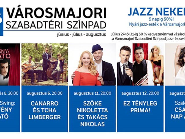 5 nap, 5 koncert, 50% kedvezmény: JAZZ NEKED! – Nyári jazz-estek a Városmajorban