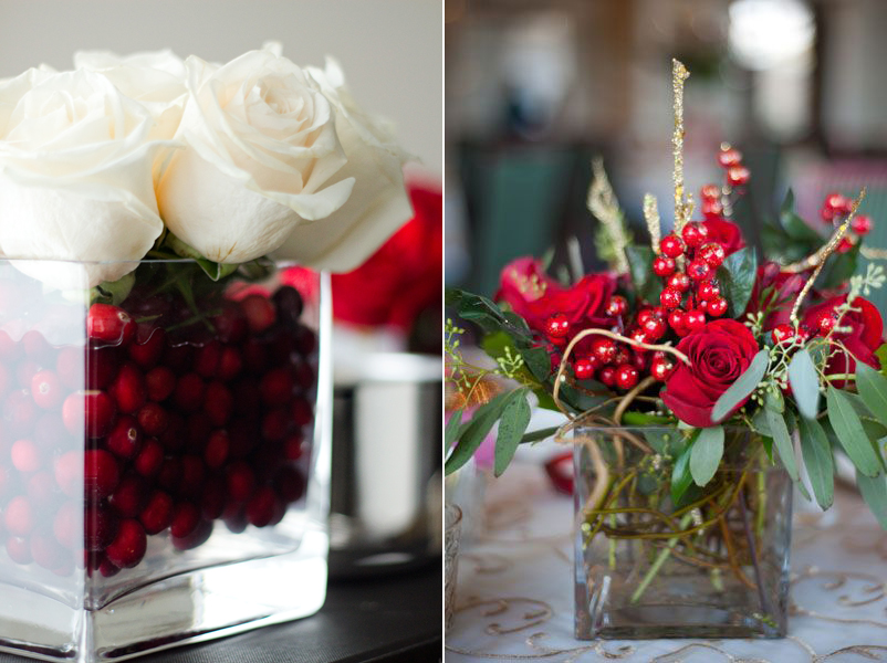 Gyönyörű asztali díszeket lehet összehozni néhány bogyóból és vágott virágból.