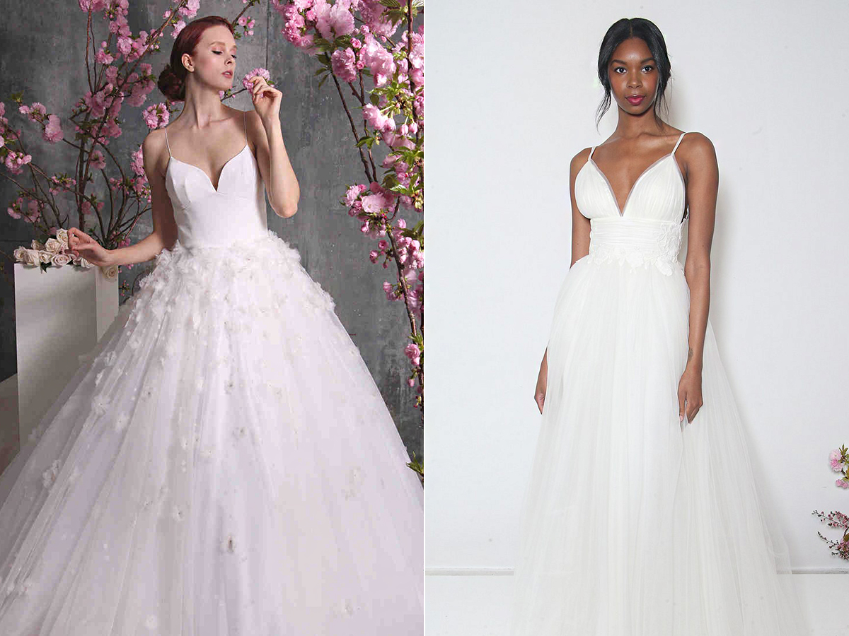 Spagettipántos kreációk a Siriano és a BHLDN 2018-as repertoárjából.