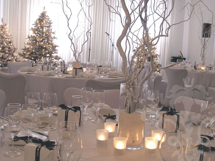 Hófehér dekorációs elemekkel és néhány kivilágított fenyőfával nemcsak téli, hanem egyben karácsonyi hangulatot is teremthettek.