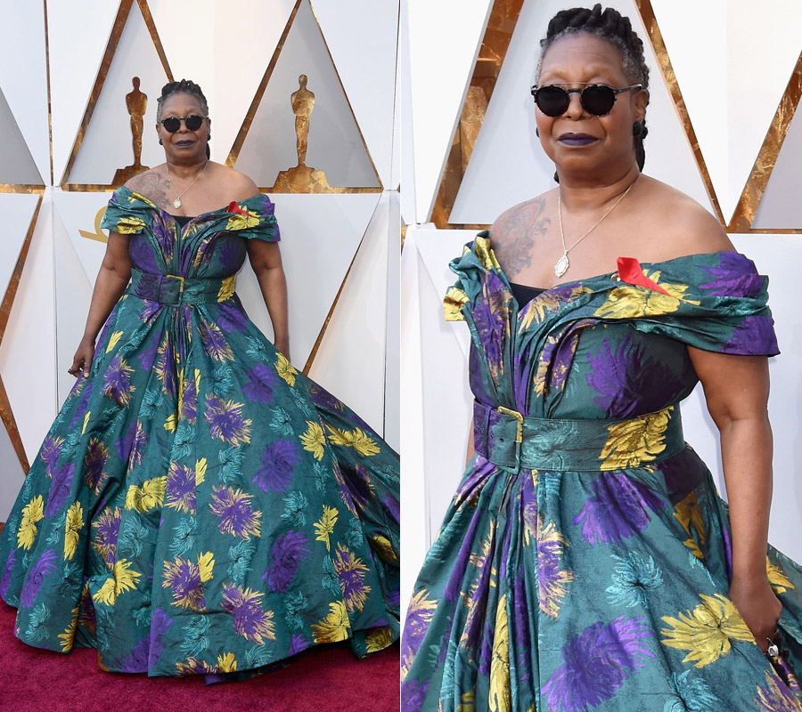 Whoopie Goldberg nem a stílusáról híres, de ez a padlószőnyeget idéző ruha -<br /> tervezője Christian Siriano - még tőle is meredek volt.