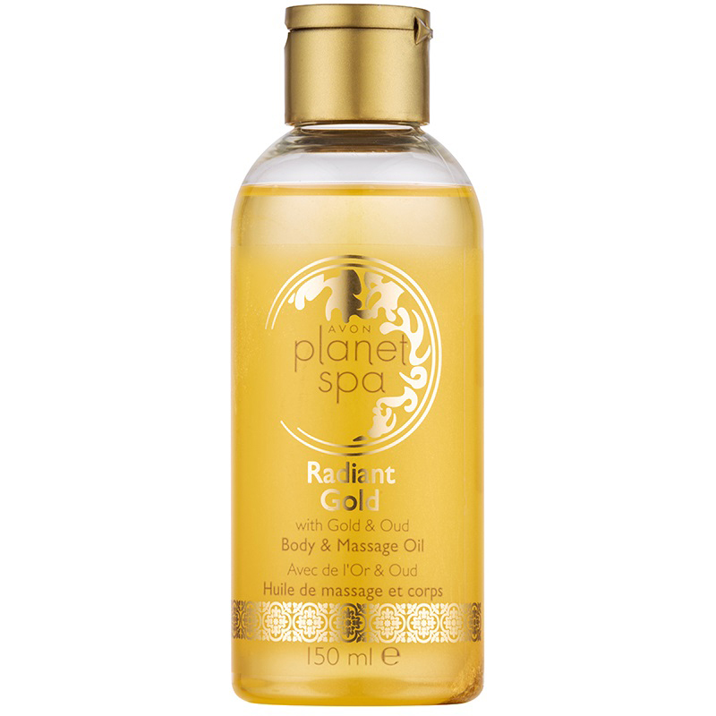 Az Avon Planet Spa Radiant Gold csillogó masszázsolaja bőrélénkítő hatással bír. <br /><br />Ára: 1550 forint.