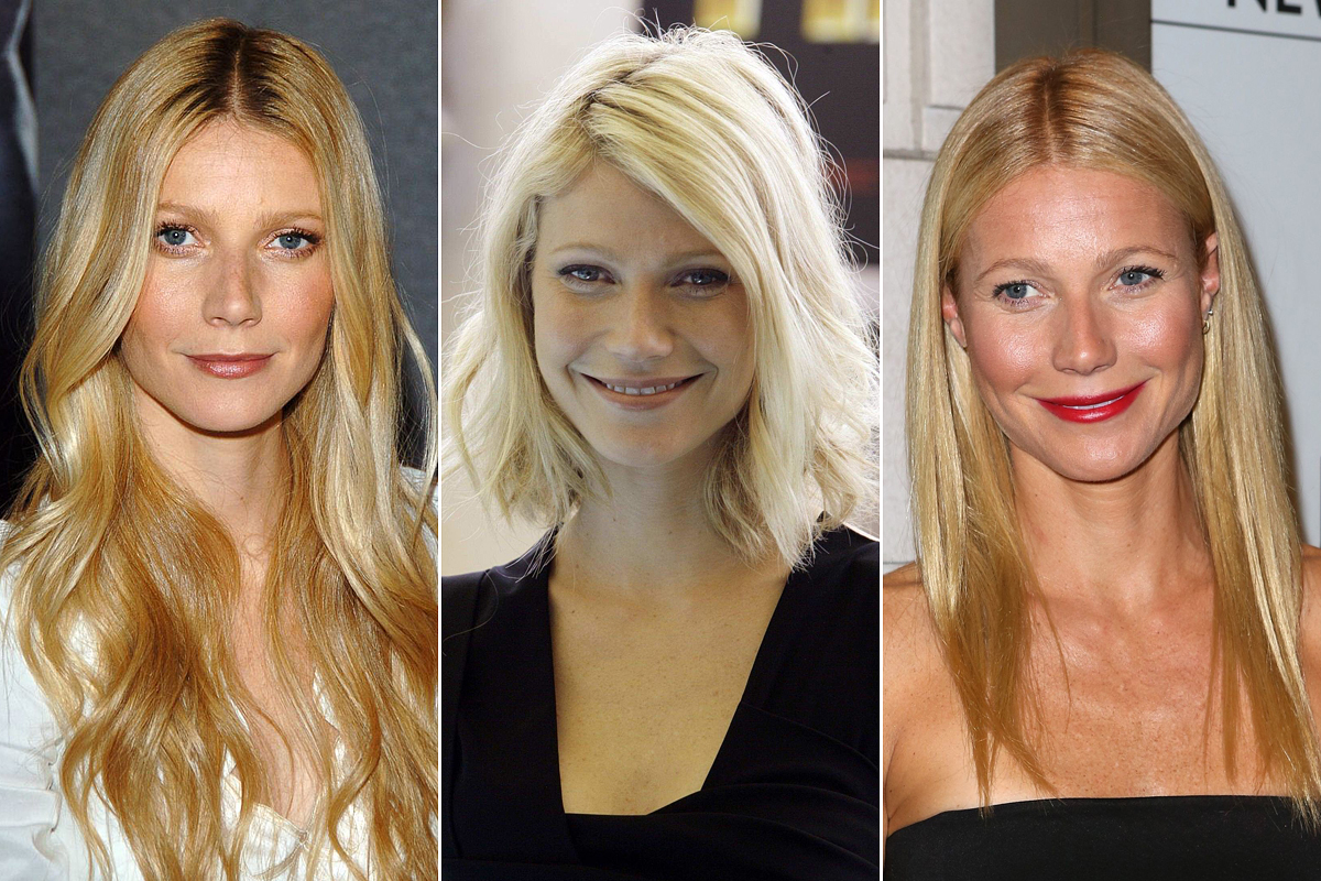 Gwyneth Paltrow arca kissé hosszúkás és keskeny, a homlokánál majdhogynem ovális, ám az állkapcsa széles és szögletes. Számára is a vállig érő bob fazon volt a legelőnyösebb, szélfútta loknikkal. A teljesen sima, középen elválasztott frizura neki sem szerencsés, mert nagyon kiadja az állvonalát. 