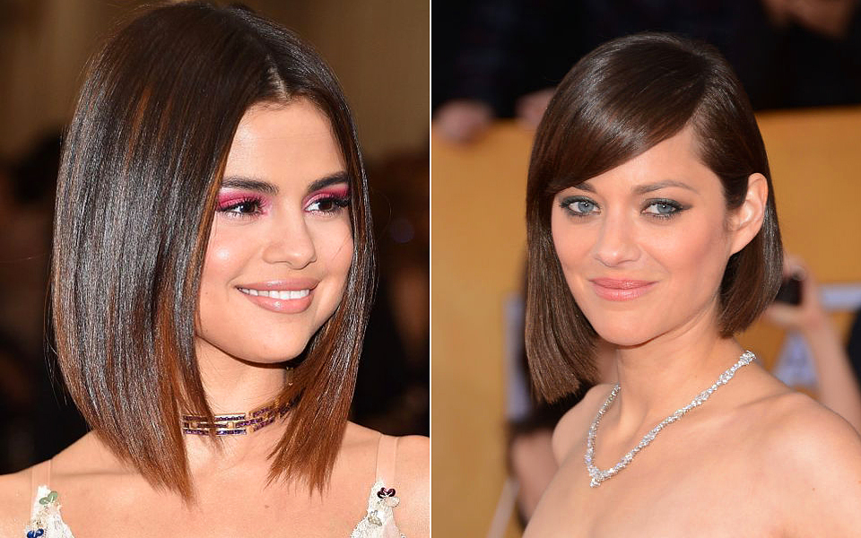 Selena Gomez tükörfényesre és simára szárított hosszú bob fazonja gyönyörű tartást ad a vékony szálú tincseknek. Marion Cotillard-nak nagyon jól áll az aszimmetrikus bob frizura, mely dúsabb, tömöttebb hajat varázsol.