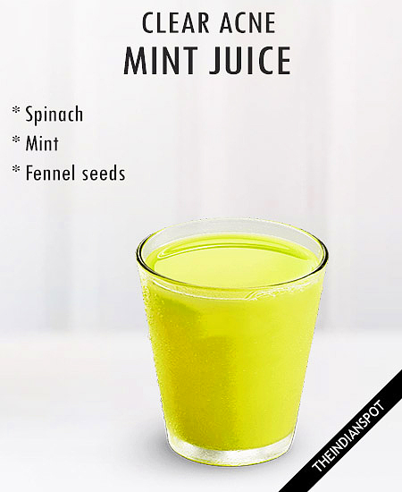 Mentás juice összetevői: fél csésze spenót, 10-12 mentalevél, 1 teáskanálnyi édesköménymag. 