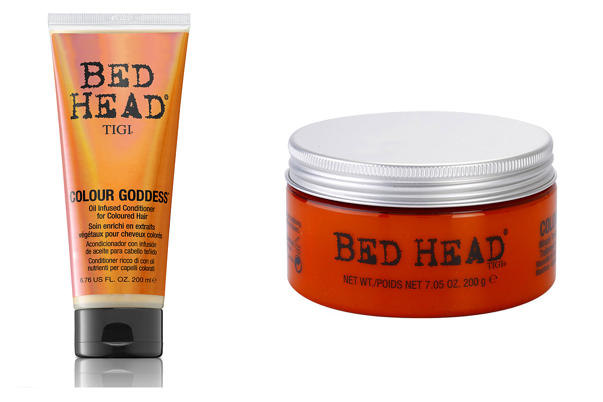 A <a href=‘https://www.fodraszkellekek.hu/tigi-bed-head-colour-goddess-hajmaszk-200-g‘ target=‘_blank‘>Tigi Colour Goddess termékei</a> édesmandula-olaj, kókuszolaj, valamint keratin megfelelő kombinációját tartalmazzák, melyek a hajszál belsejébe szivárogva fejtik ki hatásukat, és védőréteget alkotnak a felületen. Így kellően sima, lezárt kutikula képződik. A hajszínt megvédi a fakulástól, és a ragyogó szín sokáig megmarad. 