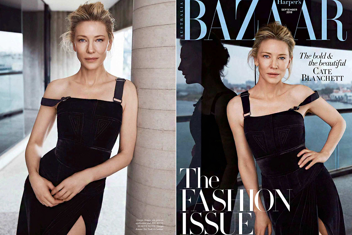 A szélfútta hatást keltő, lazán összefogott frizura elegáns ruhához is jól passzol. Cate Blanchett haját Renya Xydis készítette. 