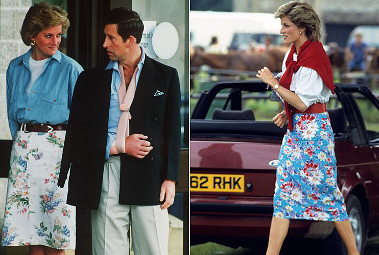 A Kate Moss-szal való találkozásukkor Diana elég lazára vette a figurát, és nagyon jól állt neki az a hanyagul kigombolt vászoning. A virágos szoknyákat is szerette a hercegnő.