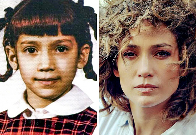 Jennifer Lopezt nem biztos, hogy felismernék erről a gyerekkori fotójáról. Bár ő sohasem tagadta, hogy nagy erőfeszítéseket tesz az alakjáért és a szépségéért, arra egyszer sem tért ki, hogy ellátogatott-e valaha egy plasztikai sebészetre. Lényegében az akkori és mostani vonásai megegyeznek.