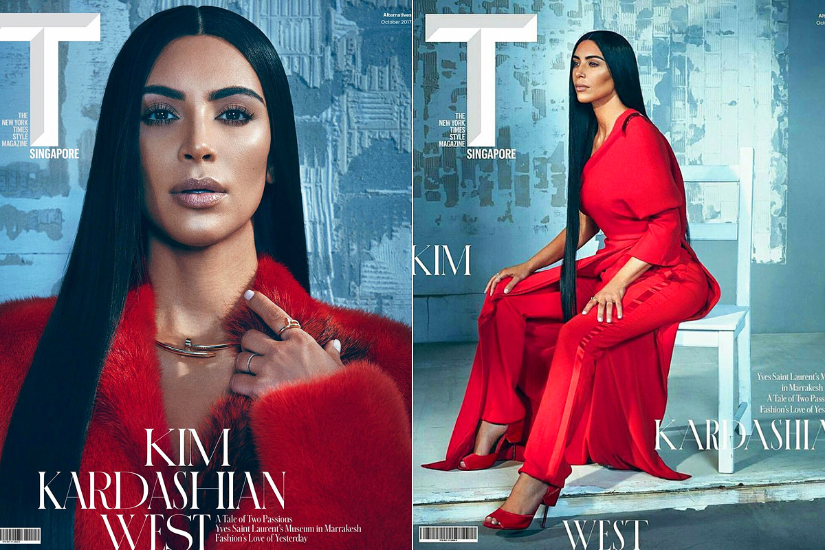 A stylist, Tok Wei Lun eltalálta Kim Kardashian ízlését, ugyanis csupa luxusholmit aggatott rá: a címlapon a Givenchy vörös szőrmekabátjában pózol, és a Cartier ékszereit viseli.