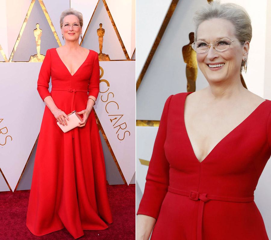 Meryl Streep is az egyszerűségre szavazott. Piros Christian Dior-ruhájában így is lehengerlő volt. 