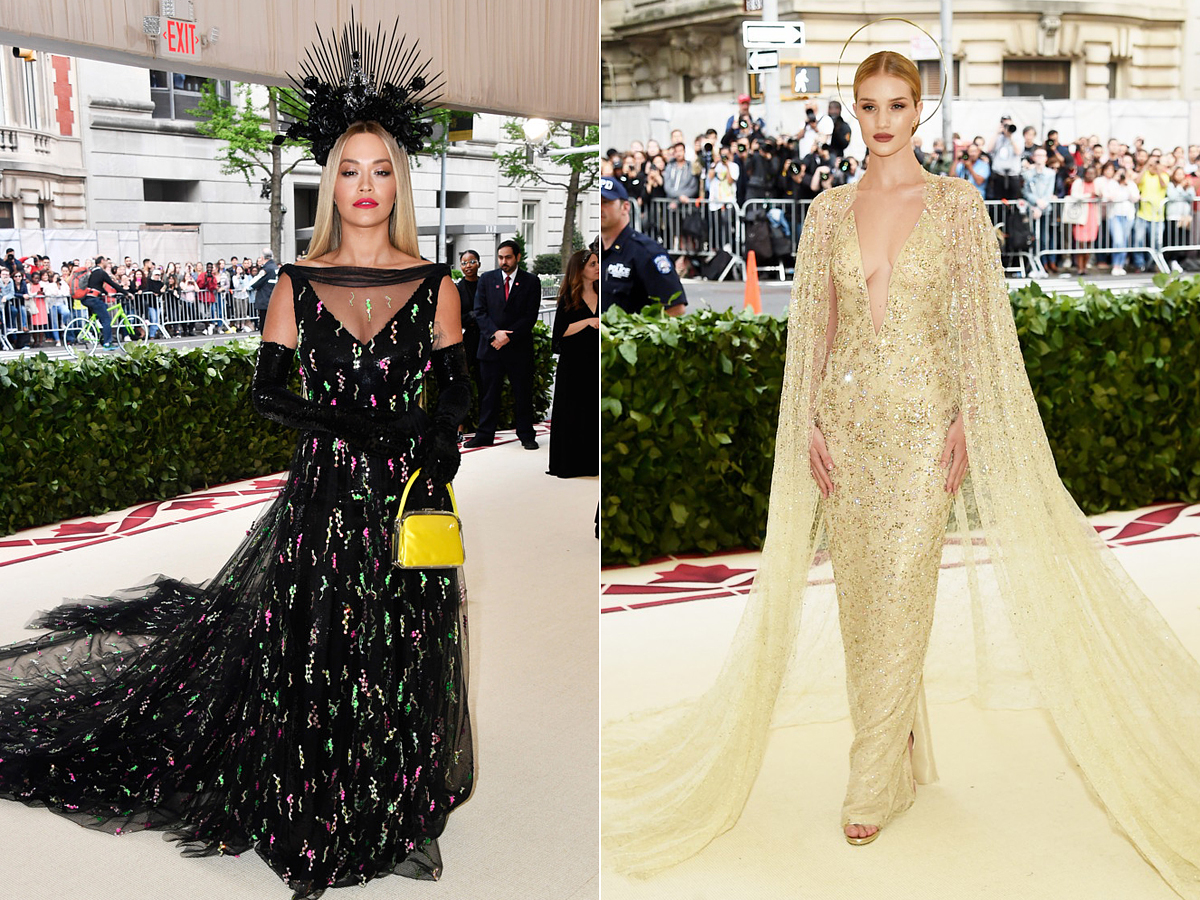 Rita Ora egy Prada-költeményben jelent meg, Rosie Huntington-Whiteley pedig a Ralph Lauren kollekciójából választott magának egy angyali, mesés darabot.