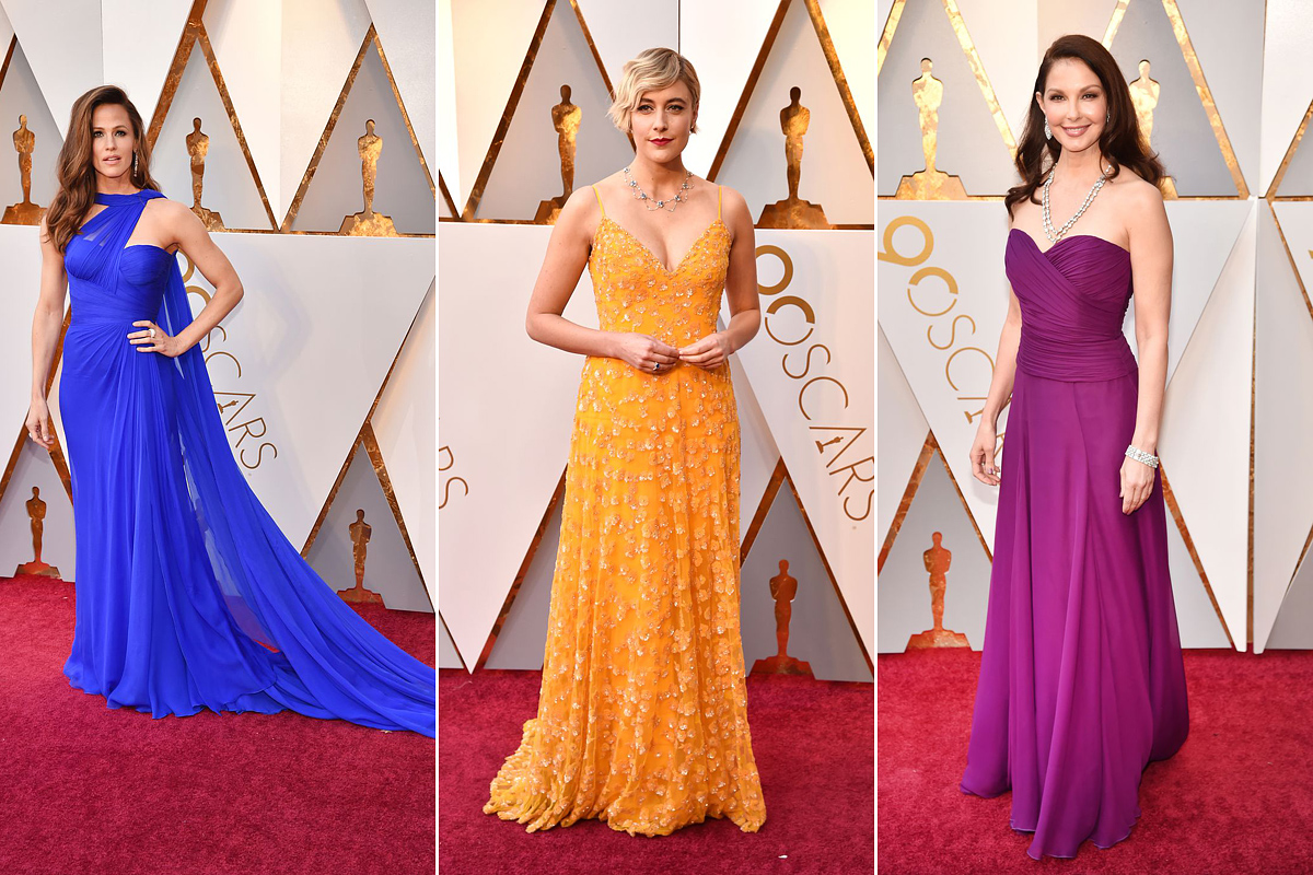 Élénk színekből sem volt hiány a vörös kárpiton: Jennifer Garner az Atelier Versace kék gyöngyszemét, Greta Gerwig a Rodarte vintage hangulatú darabját, Ashley Judd a Badgley Mischka lila estélyi ruháját érezte az alkalomhoz legjobban illőnek.