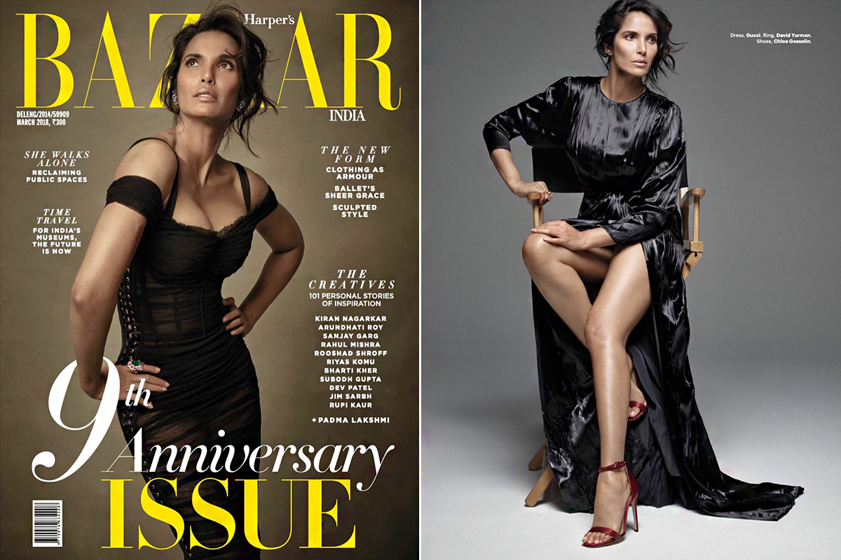 A magazin borítóján a Dolce & Gabbana szexi ruhájában pózol Padma Lakshmi.