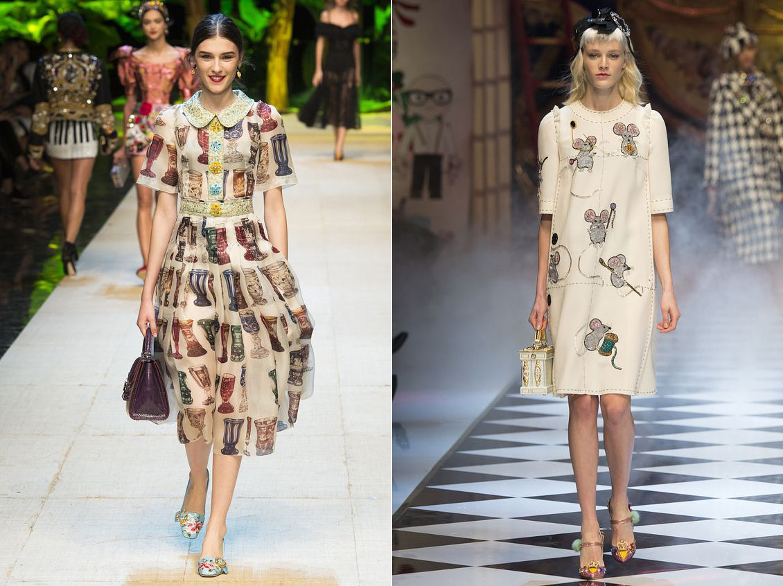 A Dolce & Gabbana 2016-ban és 2017-ben is érdekes mintákat vonultatott fel kifutóján.