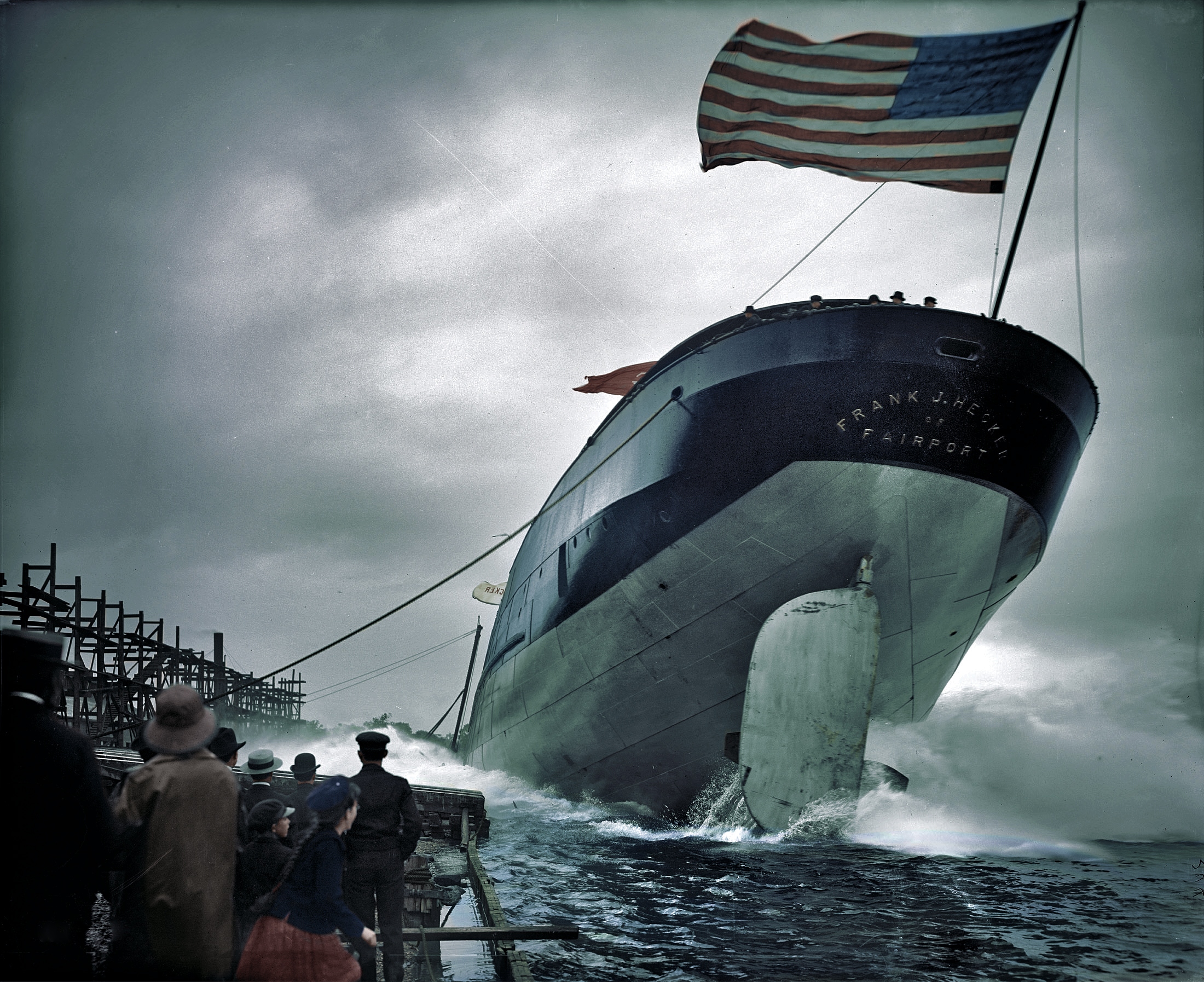 1905. St. Clair, Michigan. Launch of steamer Frank J. Hecker.jpg