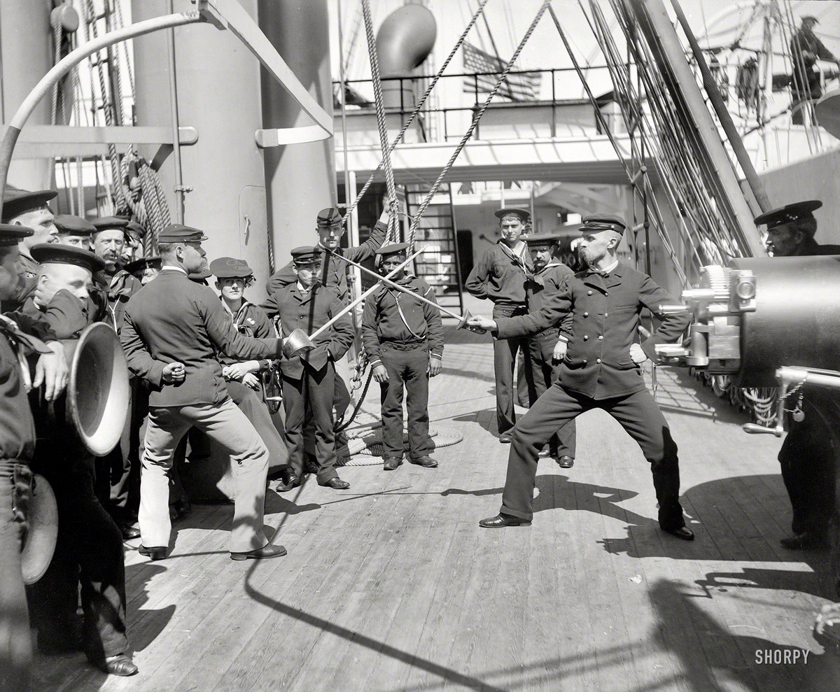 1900. Vívóedzés a USS Newark fedélzetén..jpg