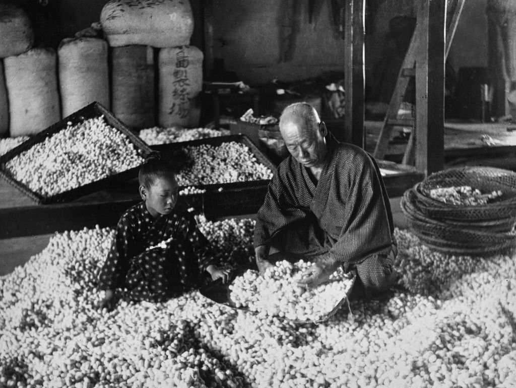 1925_a_father_and_daughter_both_wearing_kimonos_sort_through_thousands_of_silkworm_cocoons.jpg