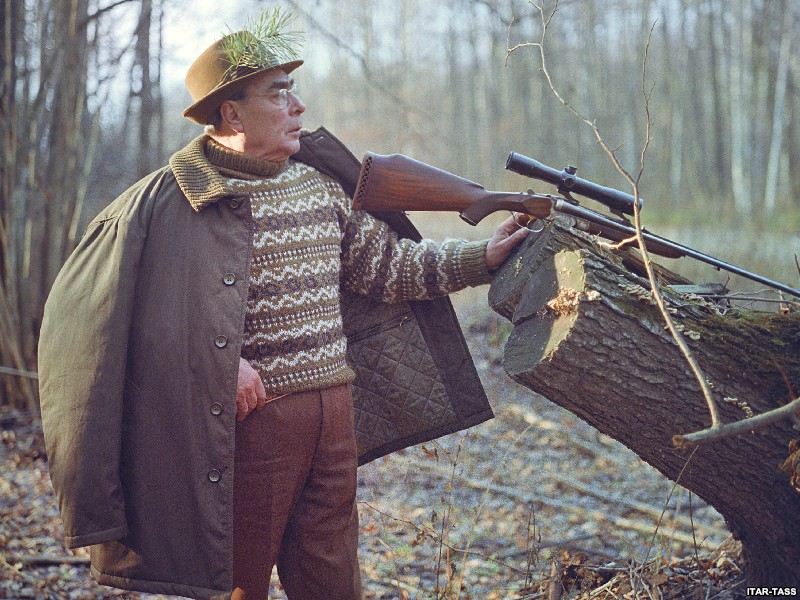 1973. Leonyid Brezsnyev, volt szovjet első titkár Ukrajnában vadászik..jpg