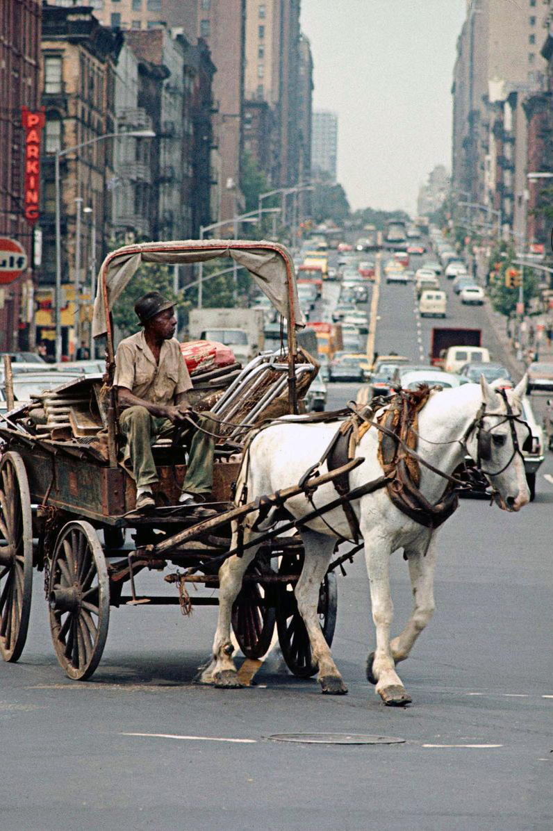 1970. New York Harlem. Fémgyűjtő, lovaskocsijával..jpg