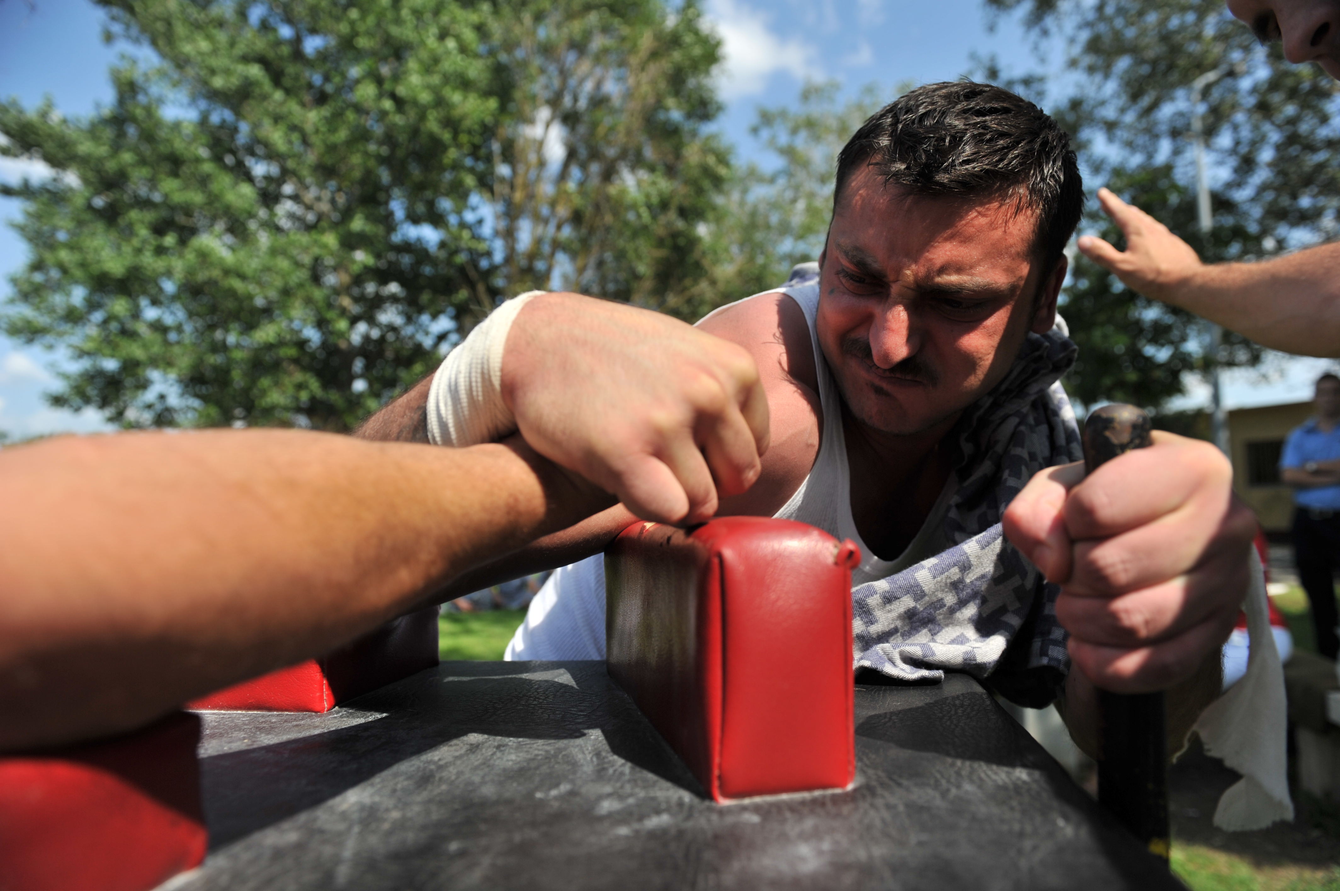 Arm wrestling competition in the jail, Solt, 2010