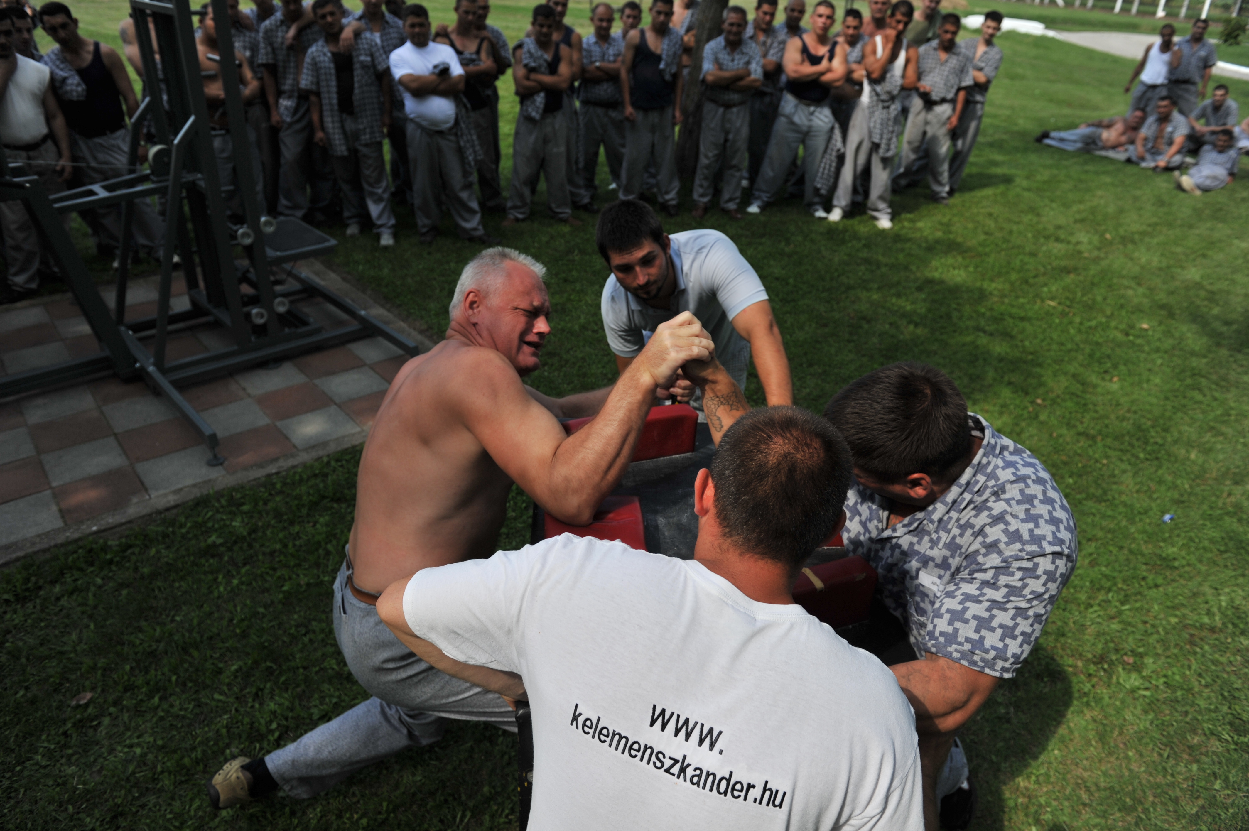 Arm wrestling competition in the jail, Solt, 2010