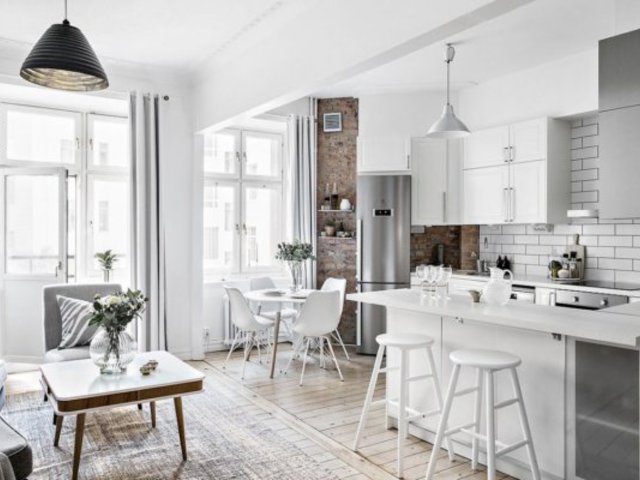 Skandináv kis lakás amerikai konyhával