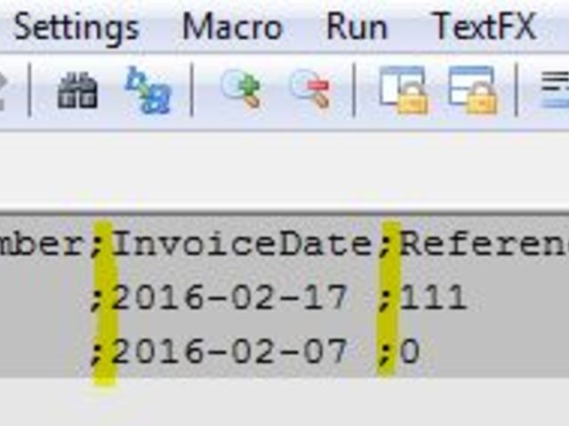 CSV oszlopok a Notepad++ -ban