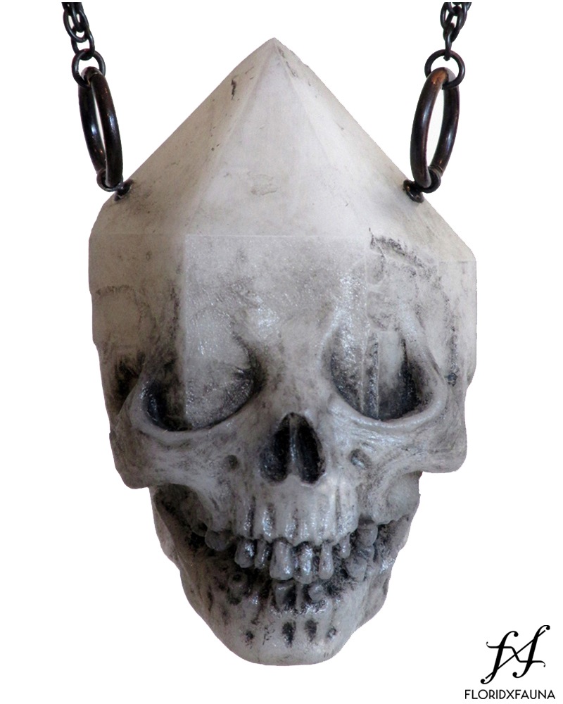 floridxfauna<br />EMERGENT SKULL CRYSTAL PENDANT<br />$85.00